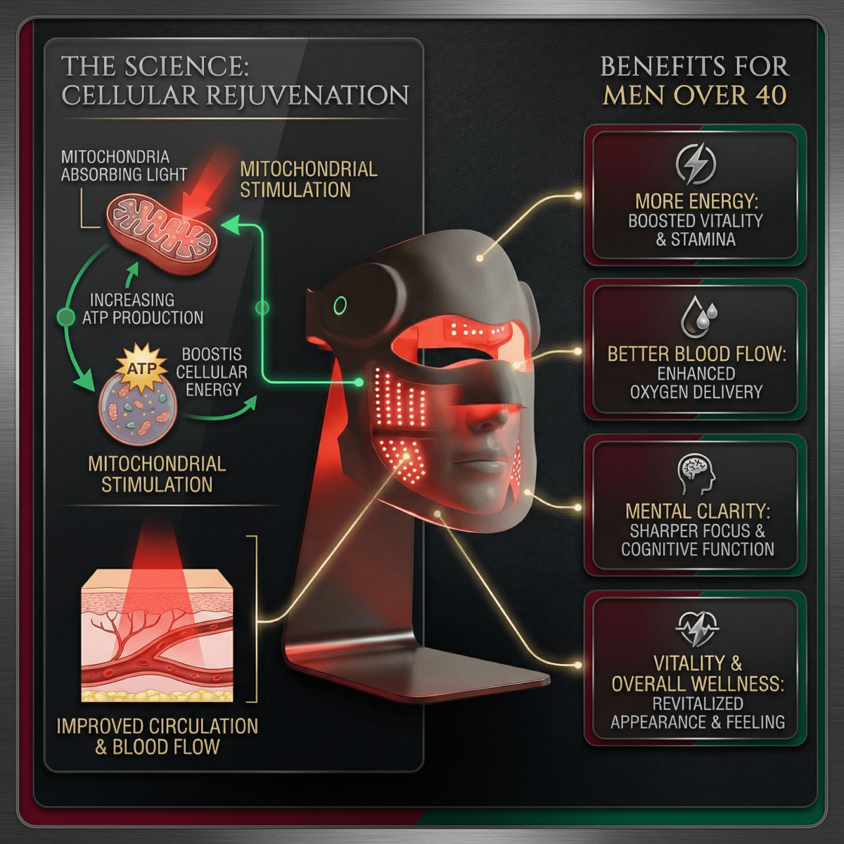 Red Alpha™ Red + Infrared Vitality Mask (FDA Cleared) (Medical Grade) - Red Alpha Labs